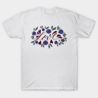 Love and flowers - garnet and purple T-Shirt